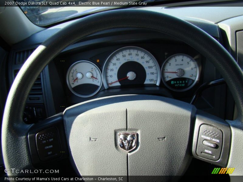 Electric Blue Pearl / Medium Slate Gray 2007 Dodge Dakota SLT Quad Cab 4x4