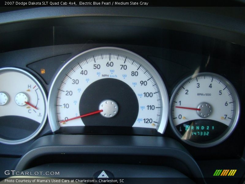 Electric Blue Pearl / Medium Slate Gray 2007 Dodge Dakota SLT Quad Cab 4x4