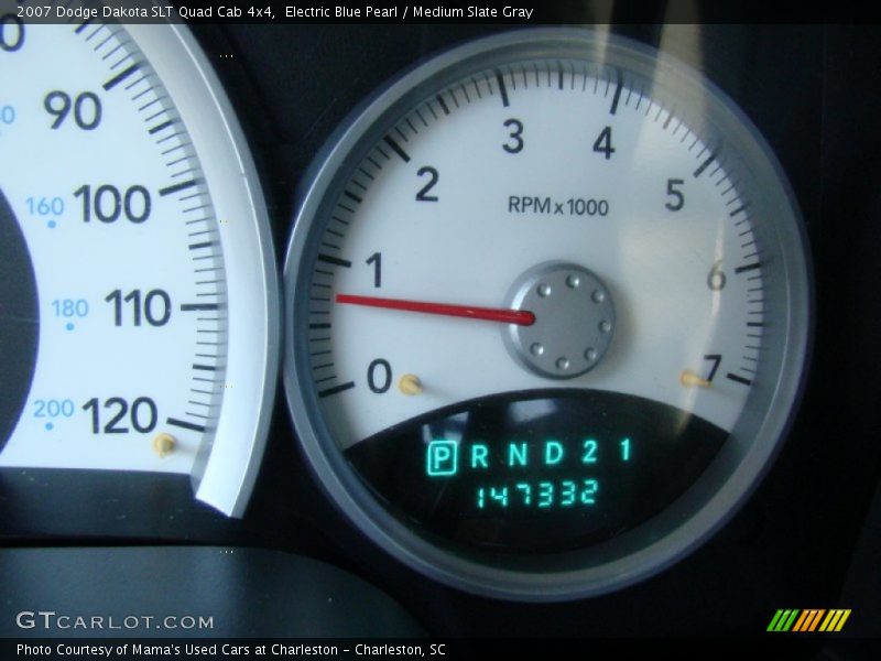 Electric Blue Pearl / Medium Slate Gray 2007 Dodge Dakota SLT Quad Cab 4x4