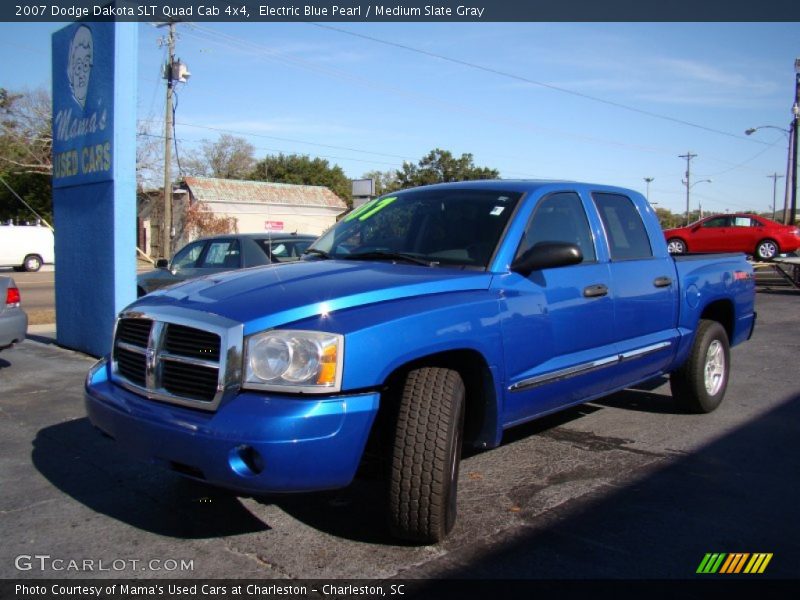 Electric Blue Pearl / Medium Slate Gray 2007 Dodge Dakota SLT Quad Cab 4x4