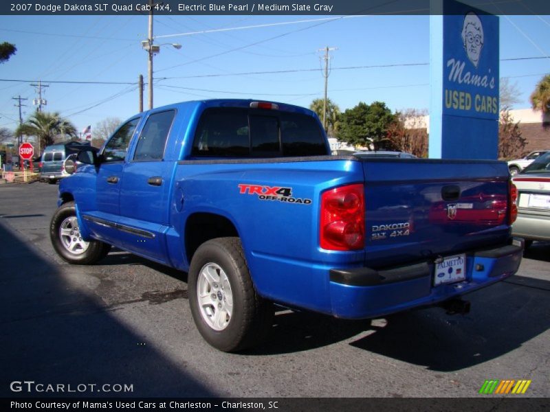 Electric Blue Pearl / Medium Slate Gray 2007 Dodge Dakota SLT Quad Cab 4x4