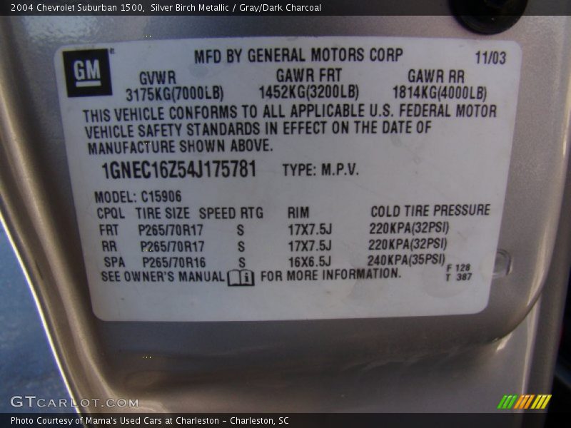 Silver Birch Metallic / Gray/Dark Charcoal 2004 Chevrolet Suburban 1500