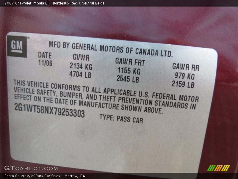 Bordeaux Red / Neutral Beige 2007 Chevrolet Impala LT