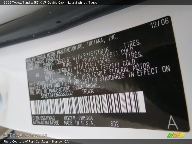 Natural White / Taupe 2006 Toyota Tundra SR5 X-SP Double Cab