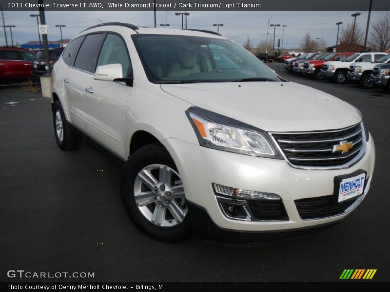 White Diamond Tricoat / Dark Titanium/Light Titanium 2013 Chevrolet Traverse LT AWD