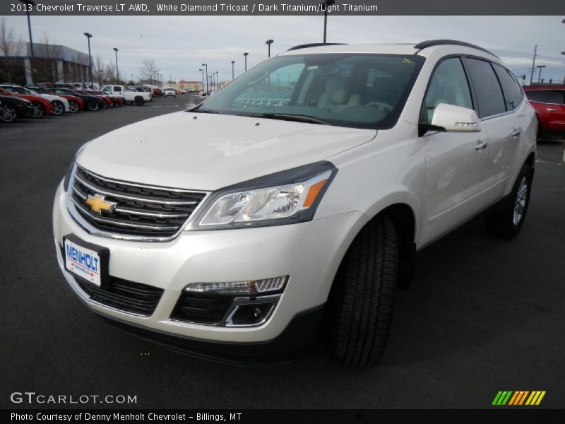 White Diamond Tricoat / Dark Titanium/Light Titanium 2013 Chevrolet Traverse LT AWD