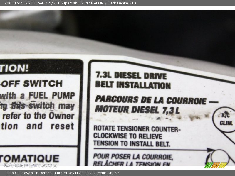 Info Tag of 2001 F250 Super Duty XLT SuperCab