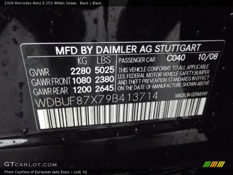 Black / Black 2009 Mercedes-Benz E 350 4Matic Sedan