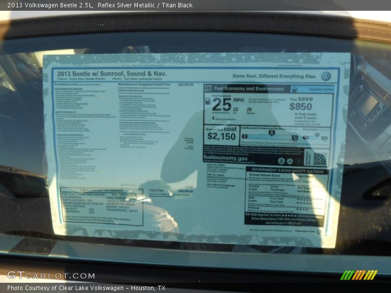 Reflex Silver Metallic / Titan Black 2013 Volkswagen Beetle 2.5L