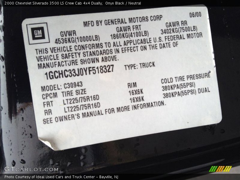 Onyx Black / Neutral 2000 Chevrolet Silverado 3500 LS Crew Cab 4x4 Dually