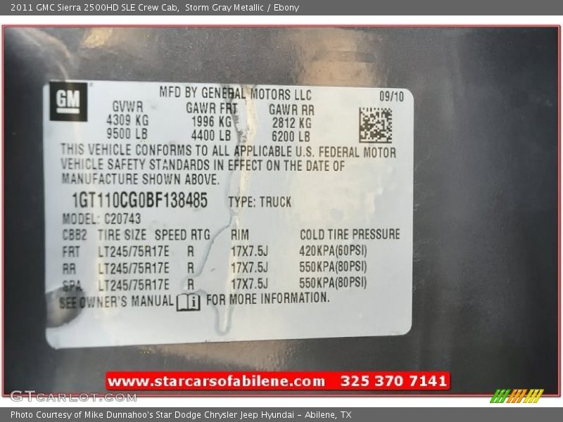 Storm Gray Metallic / Ebony 2011 GMC Sierra 2500HD SLE Crew Cab