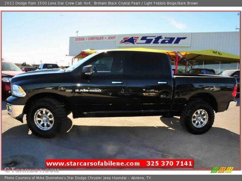 Brilliant Black Crystal Pearl / Light Pebble Beige/Bark Brown 2011 Dodge Ram 1500 Lone Star Crew Cab 4x4