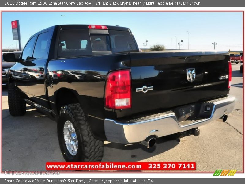 Brilliant Black Crystal Pearl / Light Pebble Beige/Bark Brown 2011 Dodge Ram 1500 Lone Star Crew Cab 4x4