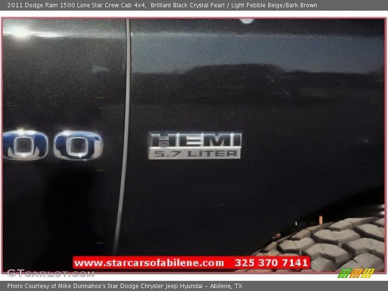 Brilliant Black Crystal Pearl / Light Pebble Beige/Bark Brown 2011 Dodge Ram 1500 Lone Star Crew Cab 4x4