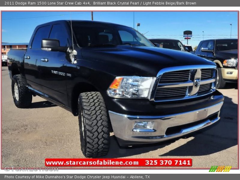 Brilliant Black Crystal Pearl / Light Pebble Beige/Bark Brown 2011 Dodge Ram 1500 Lone Star Crew Cab 4x4