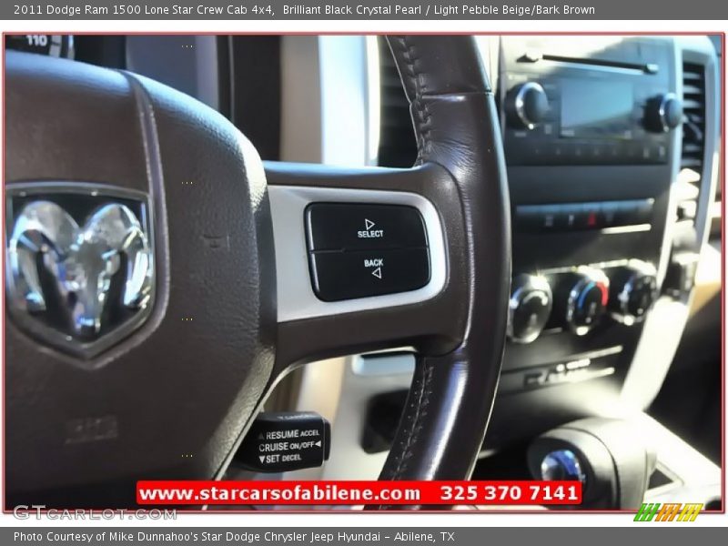 Brilliant Black Crystal Pearl / Light Pebble Beige/Bark Brown 2011 Dodge Ram 1500 Lone Star Crew Cab 4x4