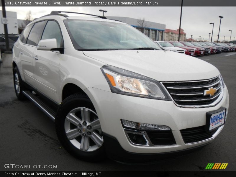 White Diamond Tricoat / Dark Titanium/Light Titanium 2013 Chevrolet Traverse LT AWD