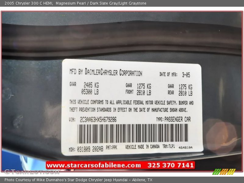 Magnesium Pearl / Dark Slate Gray/Light Graystone 2005 Chrysler 300 C HEMI