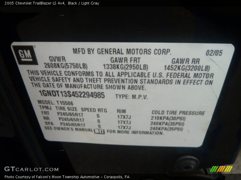 Black / Light Gray 2005 Chevrolet TrailBlazer LS 4x4