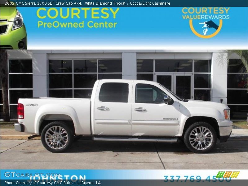 White Diamond Tricoat / Cocoa/Light Cashmere 2009 GMC Sierra 1500 SLT Crew Cab 4x4