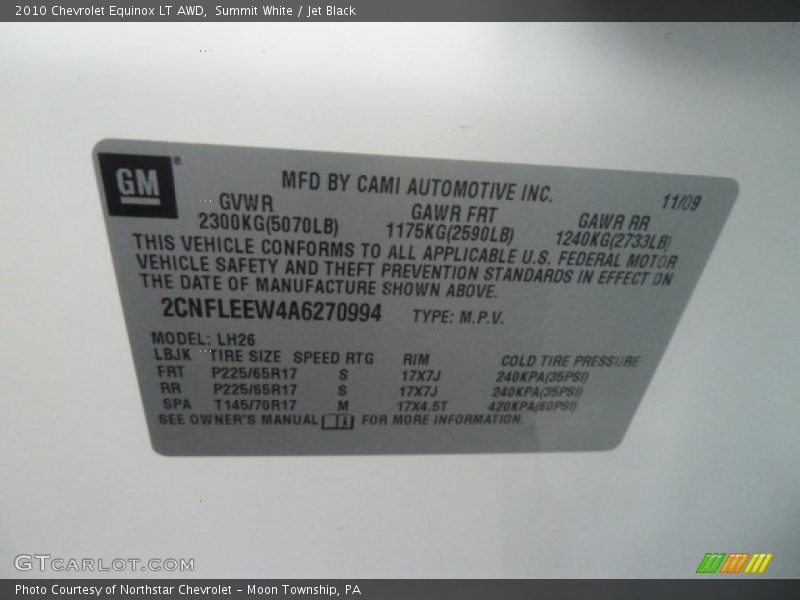 Summit White / Jet Black 2010 Chevrolet Equinox LT AWD