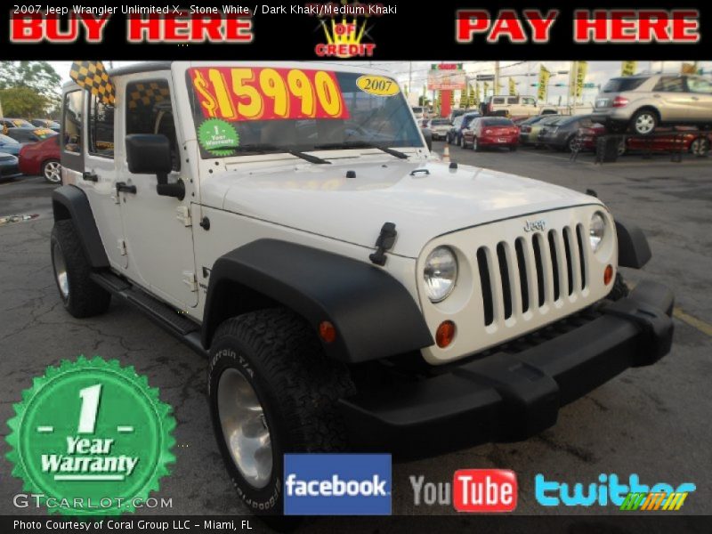 Stone White / Dark Khaki/Medium Khaki 2007 Jeep Wrangler Unlimited X