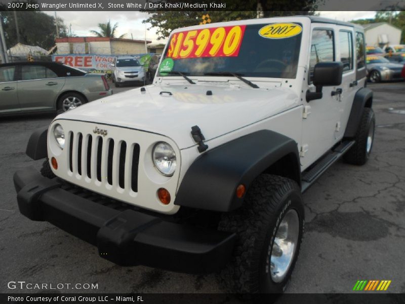 Stone White / Dark Khaki/Medium Khaki 2007 Jeep Wrangler Unlimited X