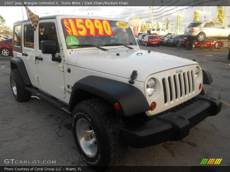 Stone White / Dark Khaki/Medium Khaki 2007 Jeep Wrangler Unlimited X