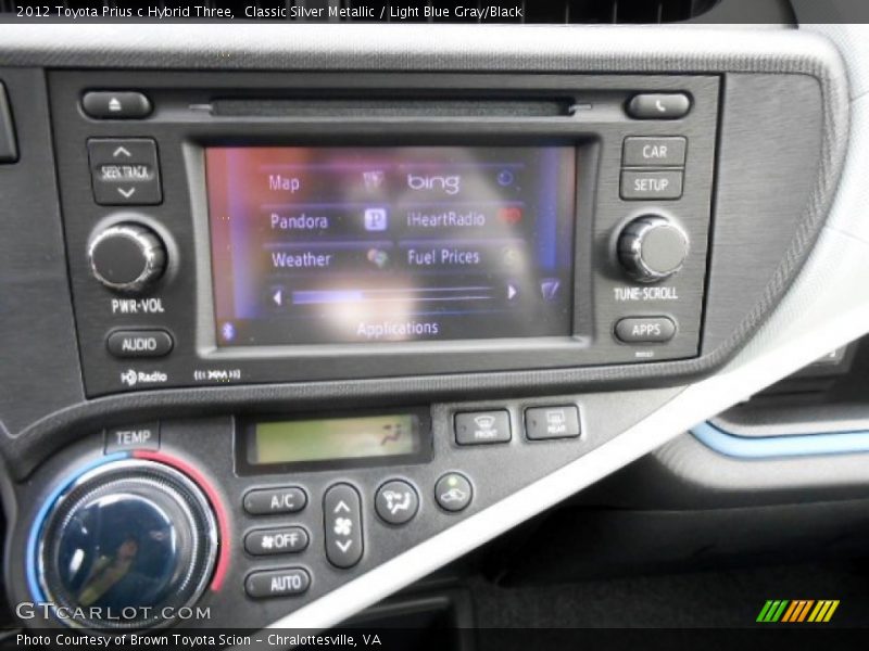 Classic Silver Metallic / Light Blue Gray/Black 2012 Toyota Prius c Hybrid Three
