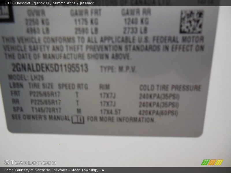 Summit White / Jet Black 2013 Chevrolet Equinox LT