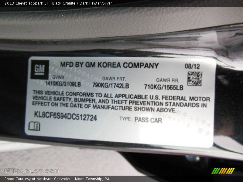 Black Granite / Dark Pewter/Silver 2013 Chevrolet Spark LT