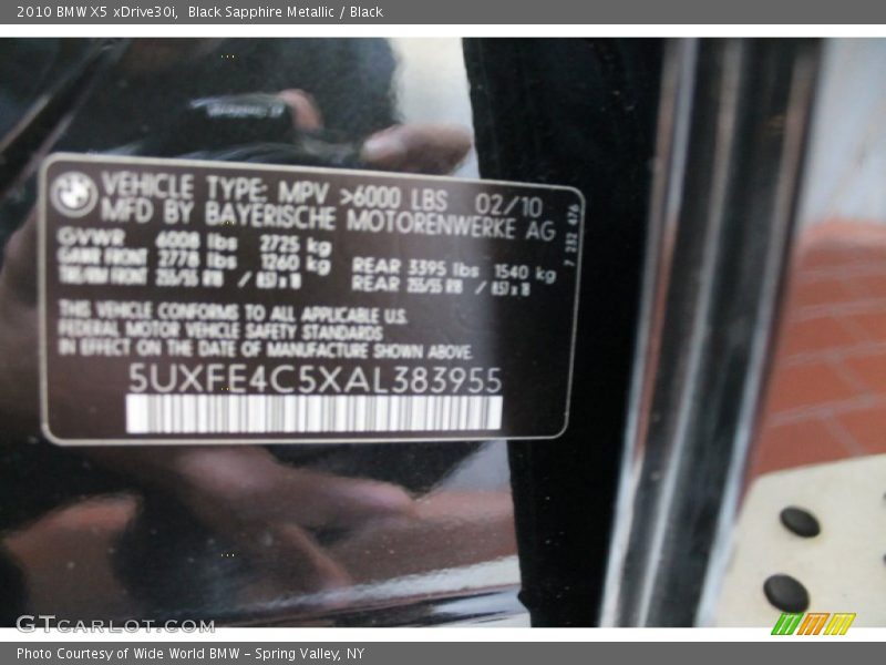 Black Sapphire Metallic / Black 2010 BMW X5 xDrive30i