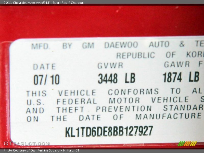 Sport Red / Charcoal 2011 Chevrolet Aveo Aveo5 LT