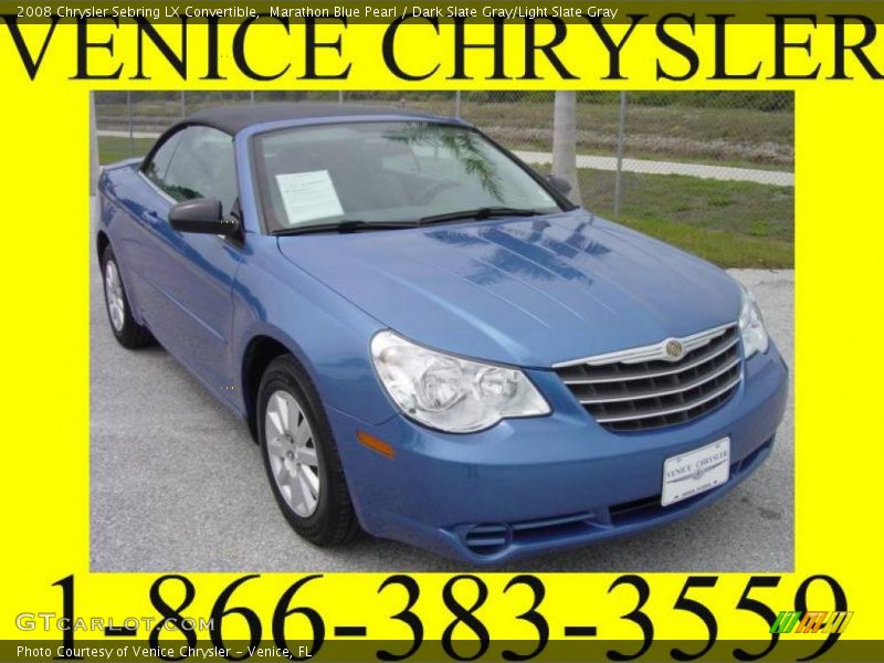 Marathon Blue Pearl / Dark Slate Gray/Light Slate Gray 2008 Chrysler Sebring LX Convertible