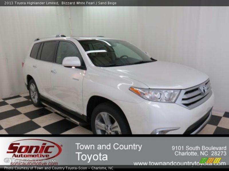 Blizzard White Pearl / Sand Beige 2013 Toyota Highlander Limited