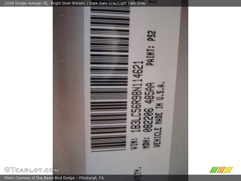 Bright Silver Metallic / Dark Slate Gray/Light Slate Gray 2008 Dodge Avenger SE