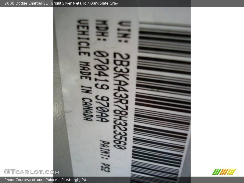 Bright Silver Metallic / Dark Slate Gray 2008 Dodge Charger SE