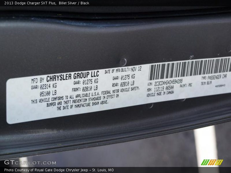 Billet Silver / Black 2013 Dodge Charger SXT Plus