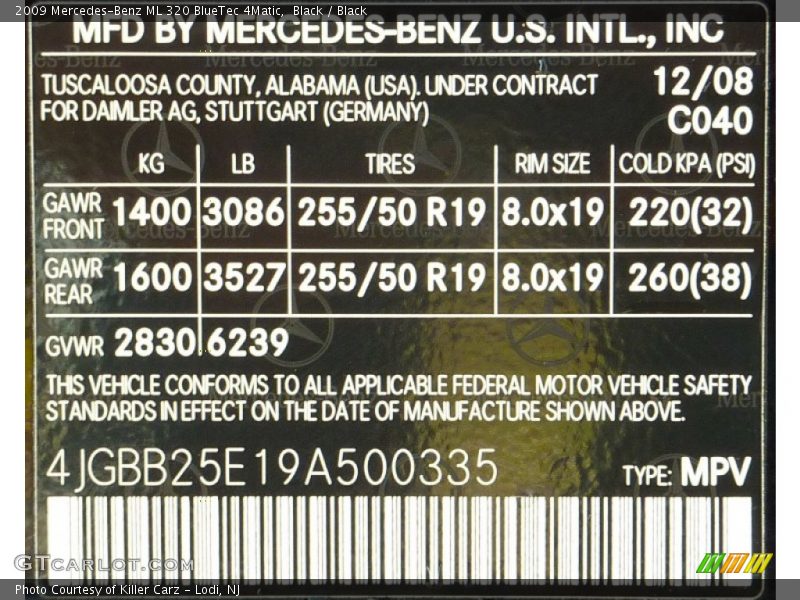 Black / Black 2009 Mercedes-Benz ML 320 BlueTec 4Matic