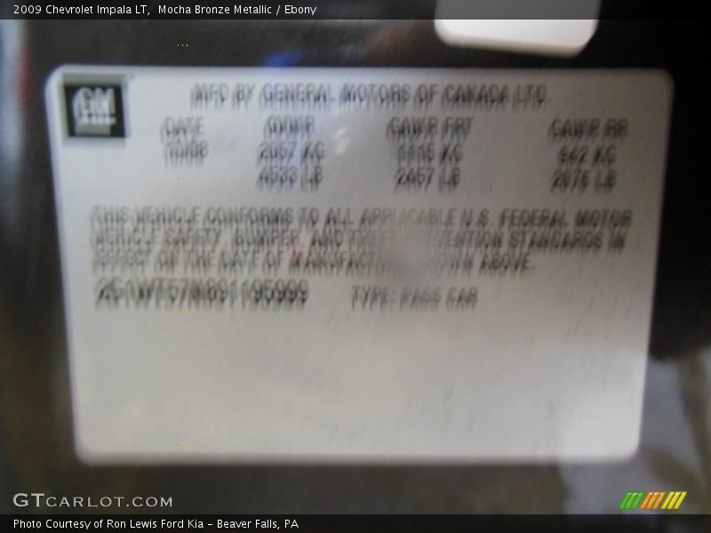 Mocha Bronze Metallic / Ebony 2009 Chevrolet Impala LT
