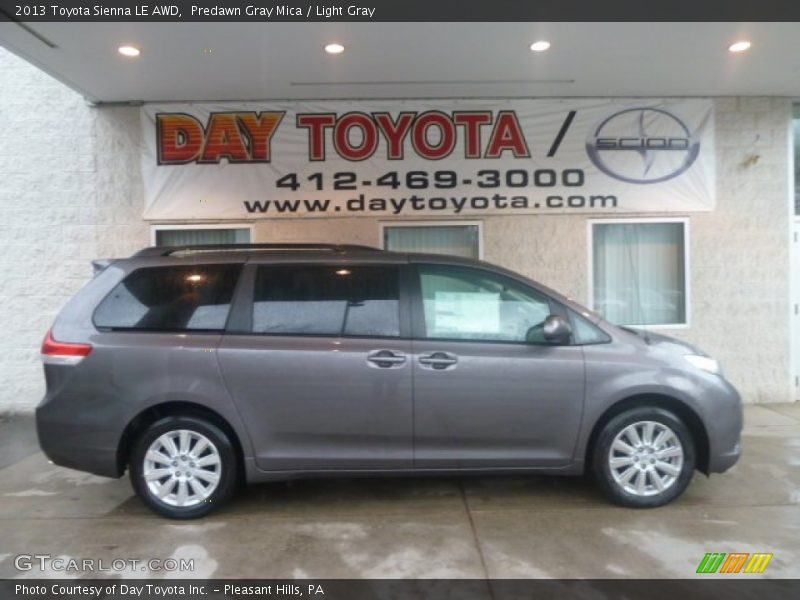 Predawn Gray Mica / Light Gray 2013 Toyota Sienna LE AWD