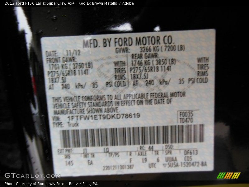 Kodiak Brown Metallic / Adobe 2013 Ford F150 Lariat SuperCrew 4x4