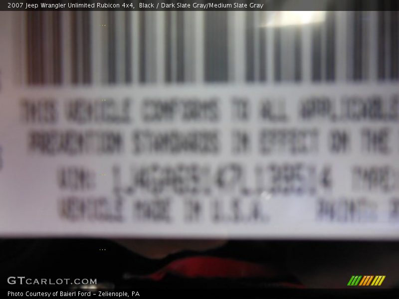 Black / Dark Slate Gray/Medium Slate Gray 2007 Jeep Wrangler Unlimited Rubicon 4x4