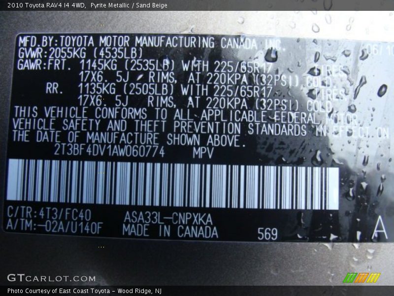 Pyrite Metallic / Sand Beige 2010 Toyota RAV4 I4 4WD