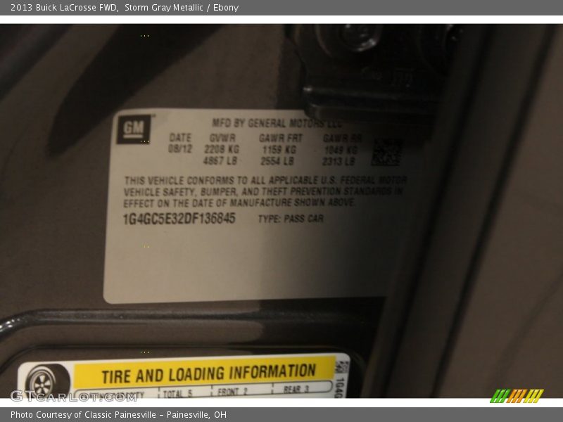Storm Gray Metallic / Ebony 2013 Buick LaCrosse FWD