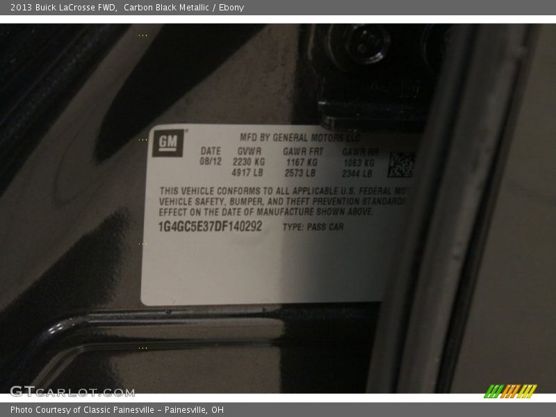 Carbon Black Metallic / Ebony 2013 Buick LaCrosse FWD