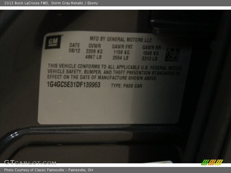 Storm Gray Metallic / Ebony 2013 Buick LaCrosse FWD