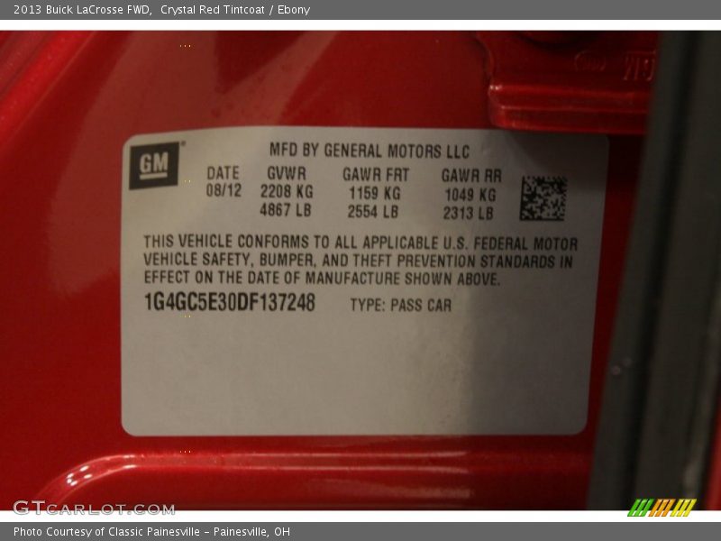 Crystal Red Tintcoat / Ebony 2013 Buick LaCrosse FWD