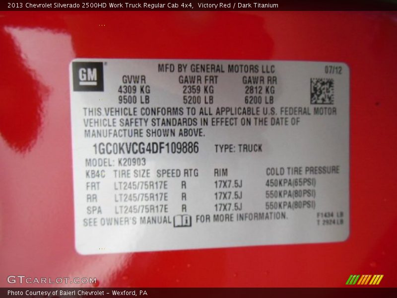 Victory Red / Dark Titanium 2013 Chevrolet Silverado 2500HD Work Truck Regular Cab 4x4