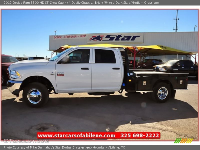 Bright White / Dark Slate/Medium Graystone 2012 Dodge Ram 3500 HD ST Crew Cab 4x4 Dually Chassis